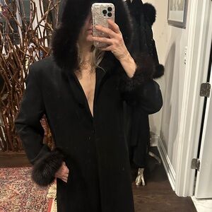 Y2K FOX HOODED CASHMERE TRENCH COAT